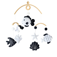 VN3BTOY Montessori Baby Mobile: black-and-white fish supports newborn visual development.