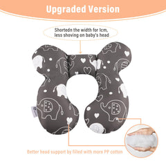 Vocheer Baby Travel Pillow elephant side view highlights padded sides for stable head and neck support.