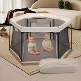 Vodipetko baby playpen 53x53-inch khaki creating a spacious safe play area