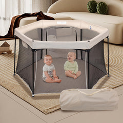 Vodipetko baby playpen 53x53-inch khaki creating a spacious safe play area