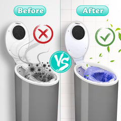 Vodolo Ubbi-friendly filter pad installed over pail opening improves odor barrier