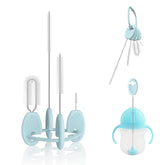 VOGOGE baby straw brush set with standable key ring in blue for organized cleaning.