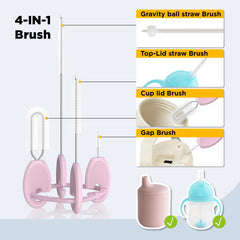 VOGOGE Baby Straw Brush Set straw brush closeup highlights flexible bristles.