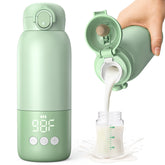 Voice-tank portable bottle warmer in use for quick travel feeds