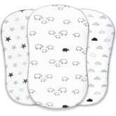 VOLHA & CO bassinet sheets pack universal-fit view, compatible with Halo Bassinest Swivel Sleeper.