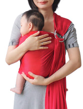 Vlokup baby water ring sling red, front view, easy on-the-go bonding in water