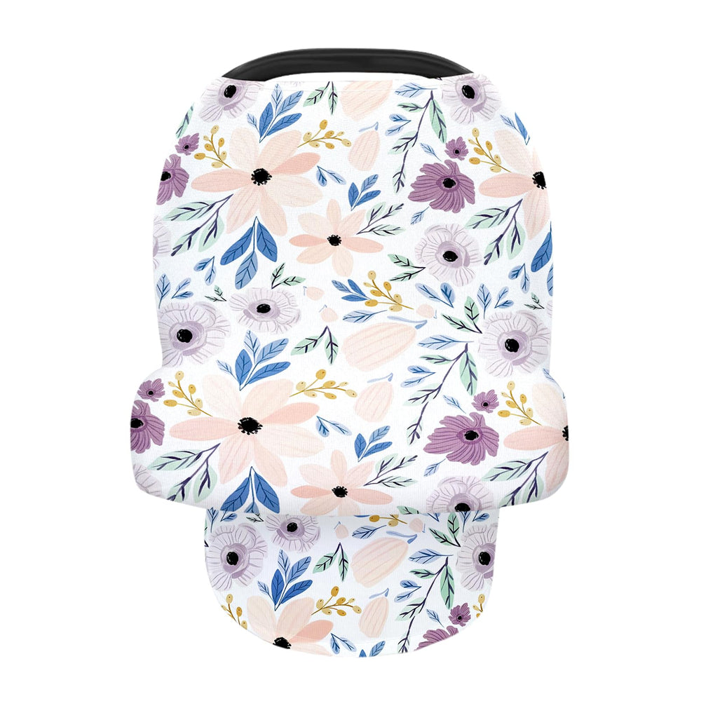 Vollmic car seat cover with privacy floral purple provides full coverage and shade.
