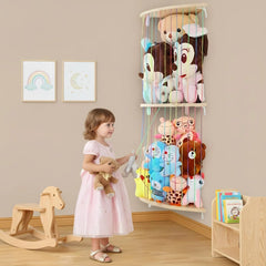 VOMELON two-tier toy hammock keeps large and small plush toys neatly stored