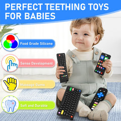VoMii teething toy mobile phone back grooves improve grip during chewing