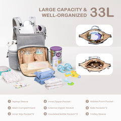 VONAL included changing pad enables hygienic diaper changes on the go.
