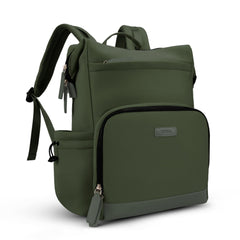 VONAL neoprene diaper bag backpack green side view for stylish everyday parenting on the go