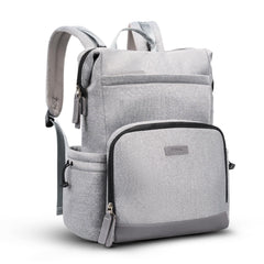 VONAL Neoprene Diaper Bag Gray exterior offers discreet stylish travel companion.