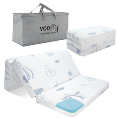 voomf pack and play mattress pad folded tri-fold for travel and storage