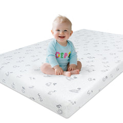 voomf pack and play mattress cover close-up shows breathable fabric for gentle, skid-free naps
