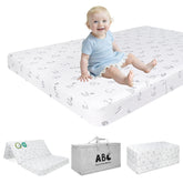 voomf Trifold Pack N Play Mattress folded in travel bag for easy on-the-go comfort.