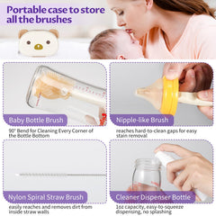 VOOWO 3D nipple brush cleans hard-to-reach bottle nipples.