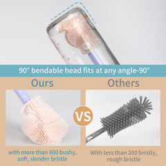 VOOWO straw cleaner with nylon bristles cleans interior tubes quickly and easily.