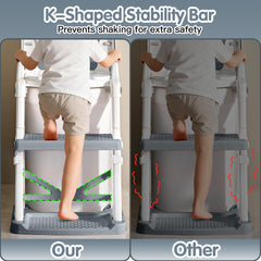 Vorykido height-adjustment with six slots enables growing toilet heights.