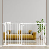Vothco extra-wide baby gate in stair entry offers safe wide passage for kids and pets.