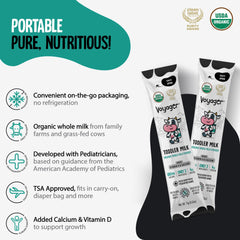 Shelf-stable travel milk packets ideal for airplanes and road trips.