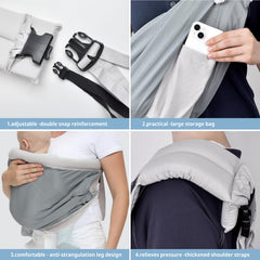 vrbabies baby sling shoulder-pads close-up highlights comfortable one-inch padding.