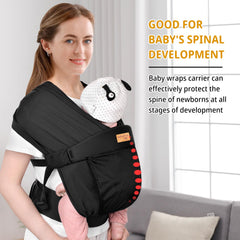 vrbabies baby wrap shows ergonomic back support reducing shoulder strain.