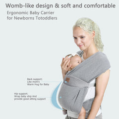 vrbabies baby wrap's ergonomic X-back design reduces shoulder strain