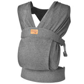vrbabies baby wrap grey front view shows comfy fabric for gentle newborn hugs