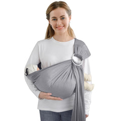 vrbabies Water Ring Sling Baby Carrier Light Grey close-up shows breathable mesh for baby comfort.