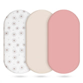 Vruelia bassinet sheets elastic-fit edges for snug, slip-free sleep.