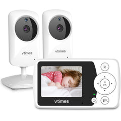 VTimes baby monitor two cameras front view provides a clear private feed for peace of mind.