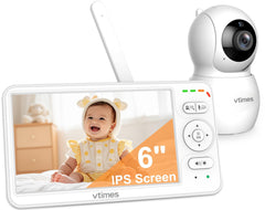 VTimes baby monitor with 6-inch screen for clear day and night viewing.