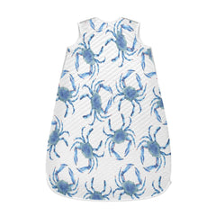 vvfelixl Blue Crabs baby sleep sack front view shows soft cotton comfort for gentle sleep.