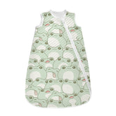 vvfelixl Cute Fat Frog green sleep sack — top view shows cozy cotton exterior for soft sleep.