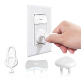 VYNFLICK 32-piece outlet covers kit secures outlets and reduces toddler access.