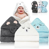 VZZNN 3-pack hooded towels in white show ultra-soft fabric for newborn drying