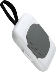 WaigN Gray Travel Wipe Holder, side view, compact portable design for on-the-go wipes.
