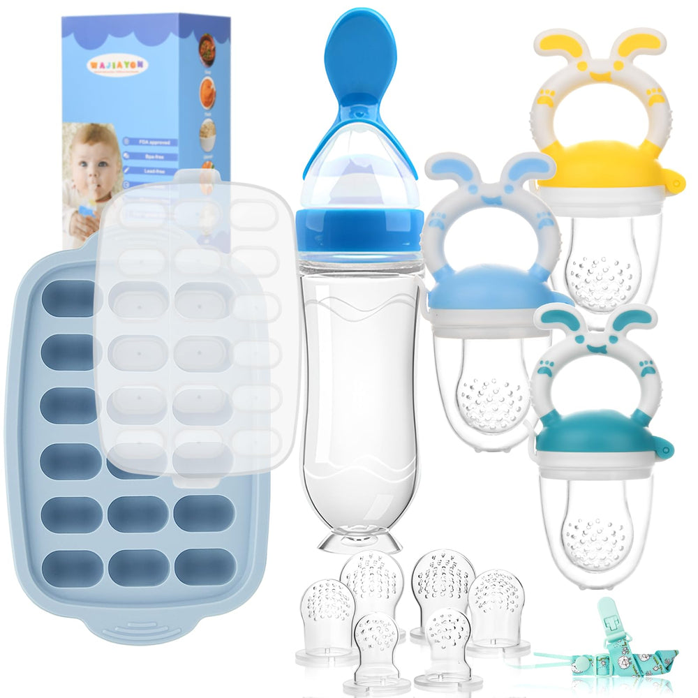 WAJIAYON baby fruit feeder shown for easy starter solids and safe chewing.