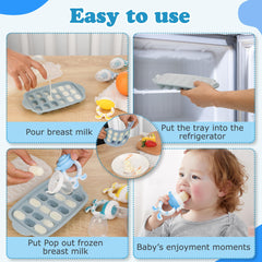 WAJIAYON breastmilk popsicle mold ready to freeze and soothe gums.