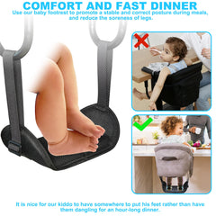 WaiNynyda baby footrest adjustable distance demonstrates easy setup for quick meal transitions.