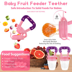 WAJIAYON fruit feeder pacifier used with frozen fruit for teething relief.