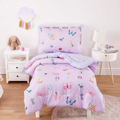 Wake In Cloud butterfly toddler bedding comforter close-up shows soft microfiber warmth for bedtime