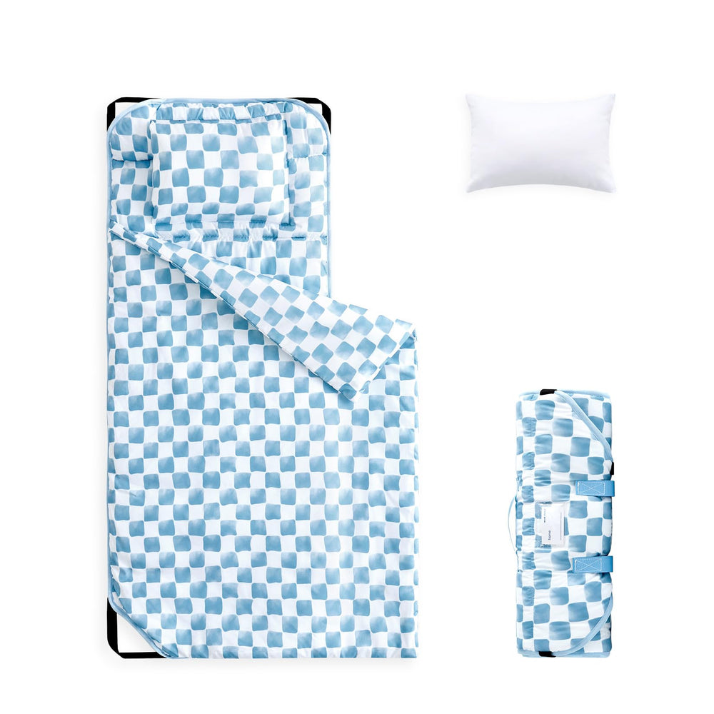 Wake In Cloud cot nap mat folded for compact storage and quick setup