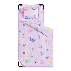 Wake In Cloud cot nap mat butterfly purple featuring a calming butterfly design for cozy naps.