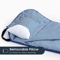 Wake In Cloud nap mat features detachable pillow for flexible rest.