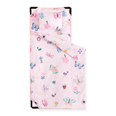 Wake In Cloud cot nap mat pink butterfly pattern for cozy preschool naps