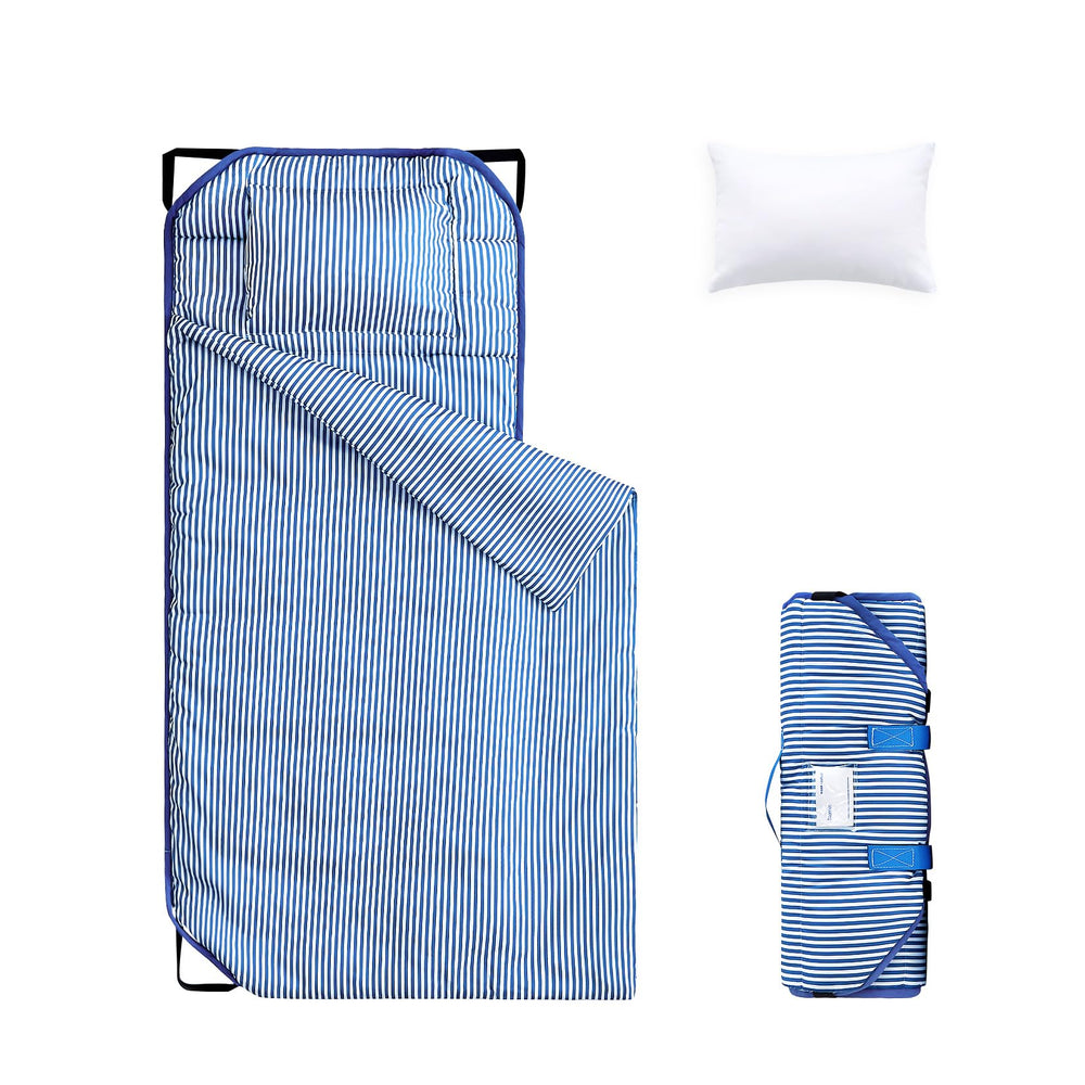 Wake In Cloud cot nap mat stripe design for fun, comfortable nap time.