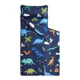 Wake In Cloud dinosaur nap mat rolled up for easy preschool transport
