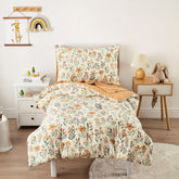 Wake In Cloud floral toddler bedding comforter close-up shows soft microfiber texture.