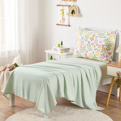 Wake In Cloud floral pattern close-up on pillowcase with smooth seams.
